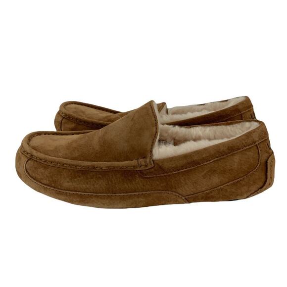 UGG Men's Ascot Brown Suede Wool Lining Moc Toe Moccasins Slippers Shoes 9 - Picture 6 of 12